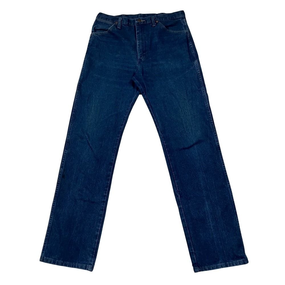 Vintage Wrangler Jeans Mens Fits 33x34 Straight Leg Dark Wash Classic Cowboy